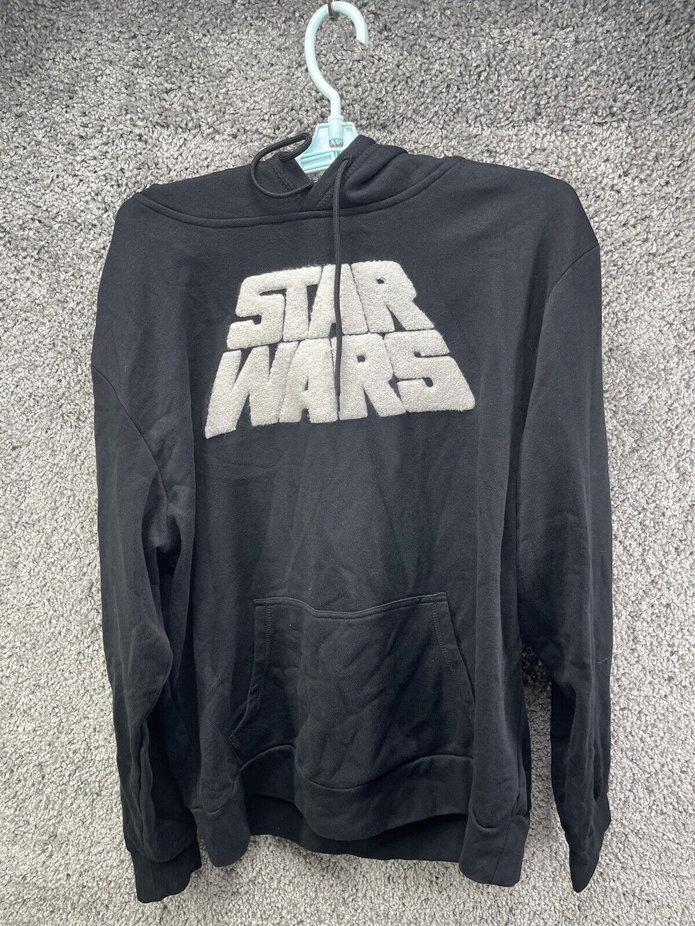 Disney Star Wars Hoodie Adult Large Black Raised Letters & Graphic On Back
